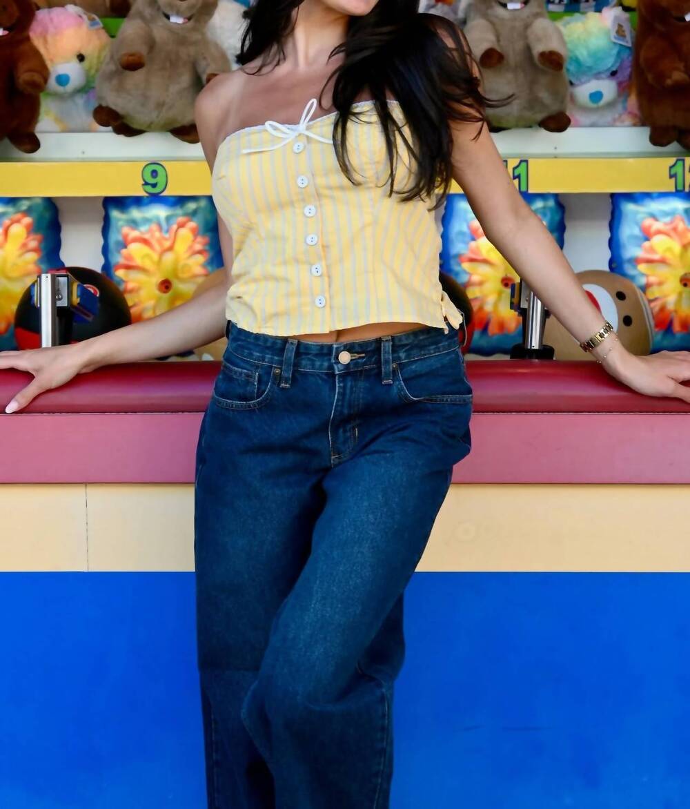 NEW OLIVACEOUS kathryn stripe tube top in yellow